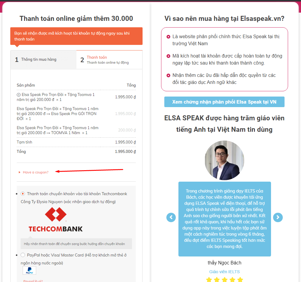 Hướng dẫn sử dụng mã giảm giá Elsa Speak 3 image 2