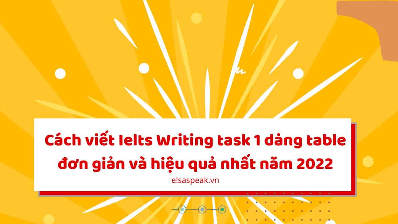 Ielts Writing task 1 dạng table